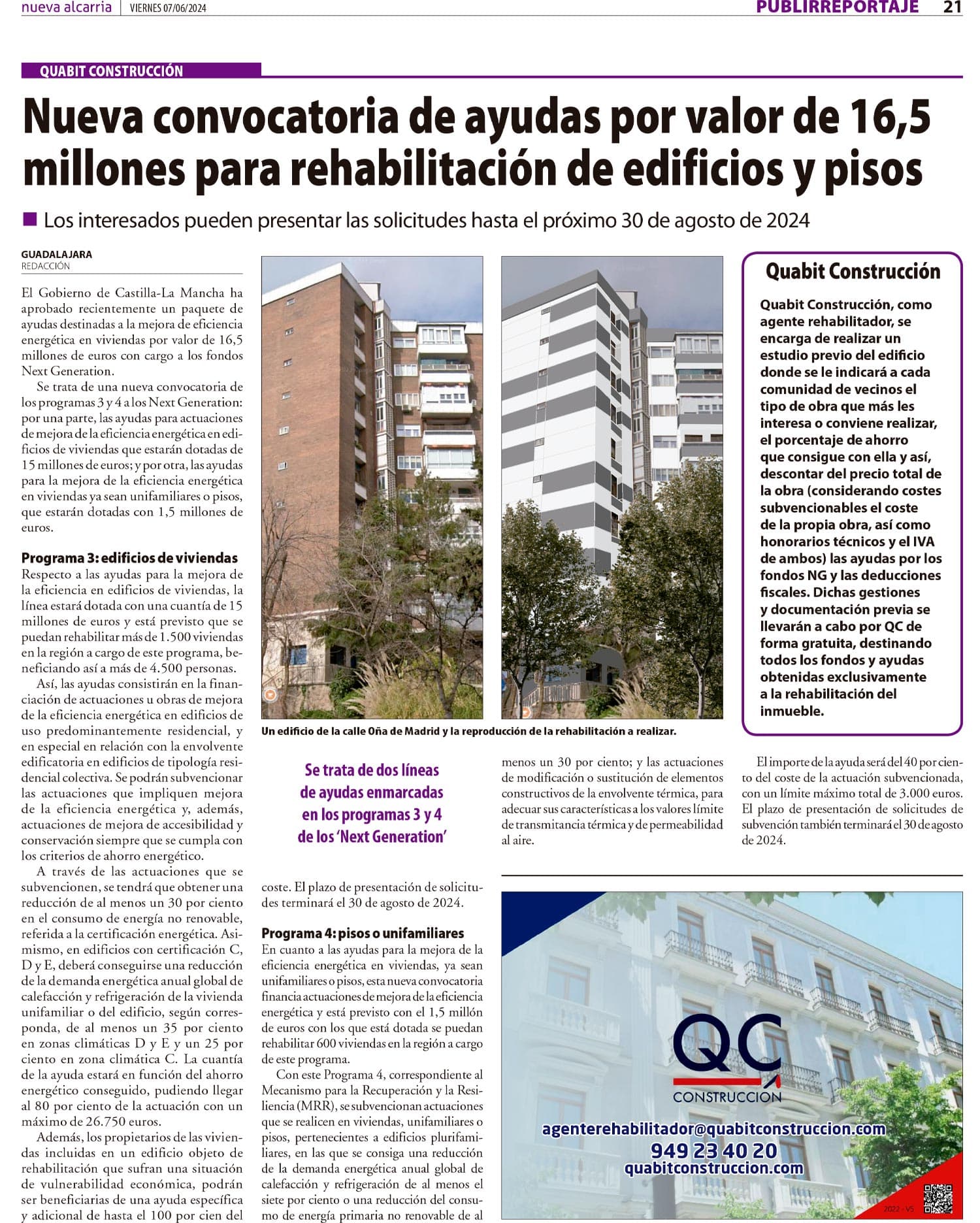 Nueva convocatoria de ayudas por valor de 16,5 millones para rehabilitación de edificios y pisos